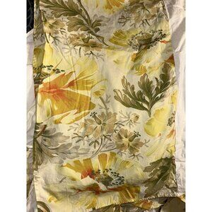Anthropologie Sz KING Yellow Floral Bedskirt Dust Ruffle Cotton 15” Drop EUC